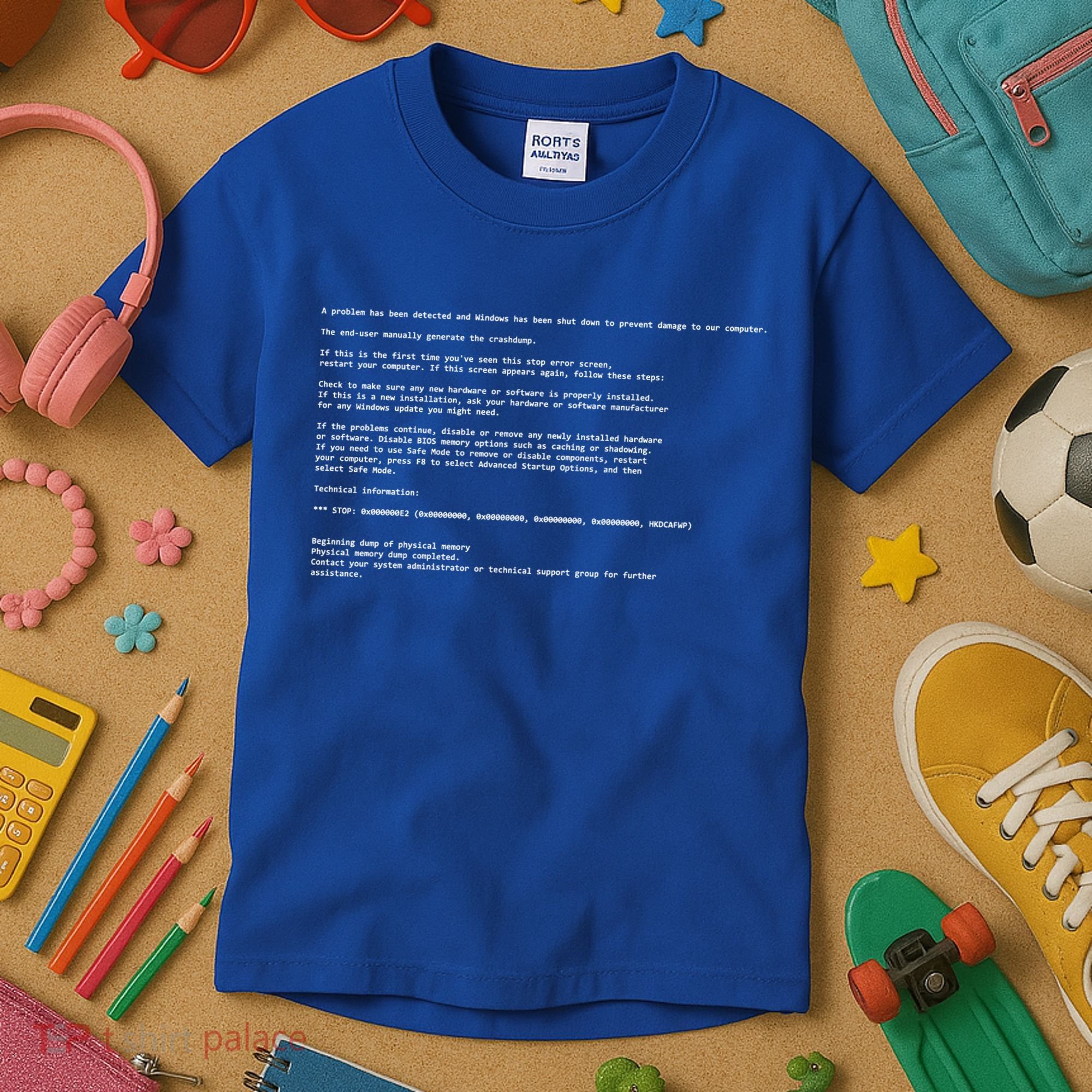 BSOD Computer Error Blue Screen Of Death Kids T-Shirt