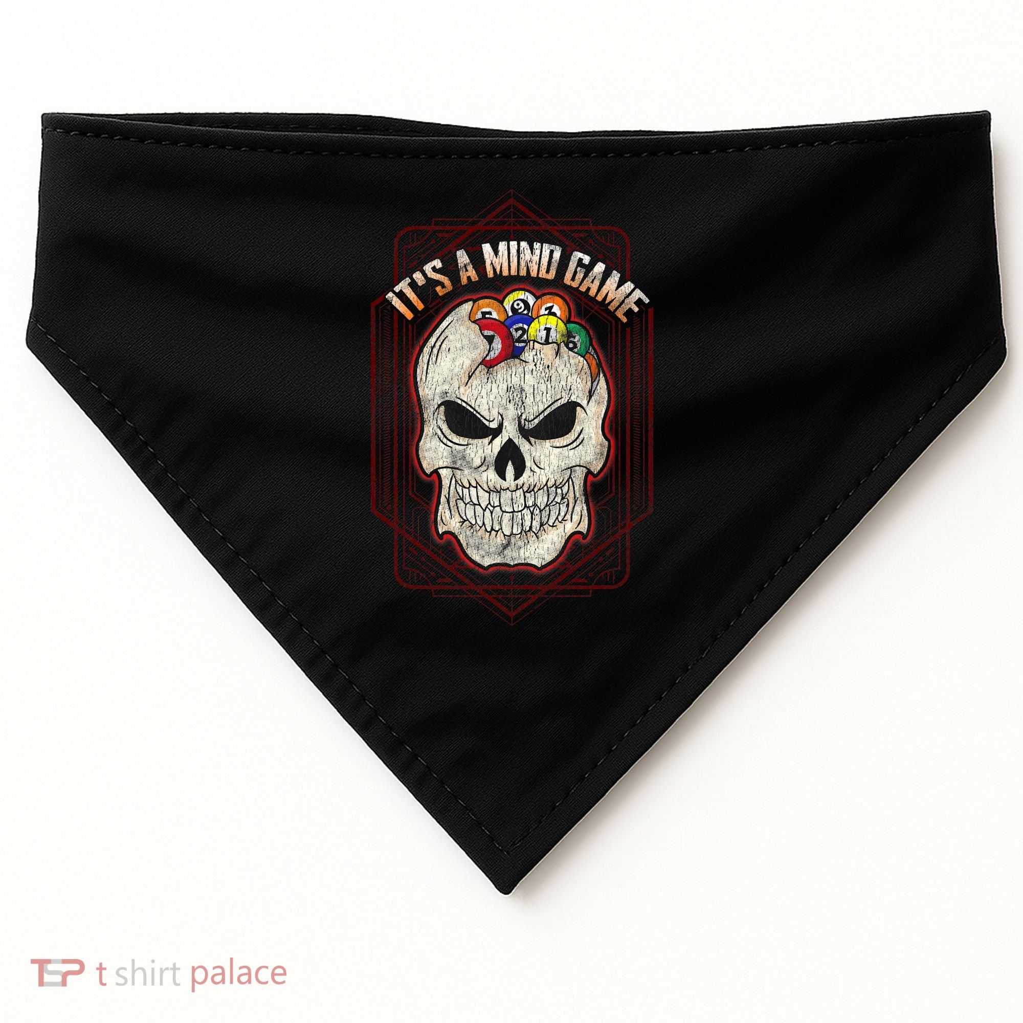 Billiards Skull Pool Balls ItS A Mind Game USA-Made Doggie Bandana