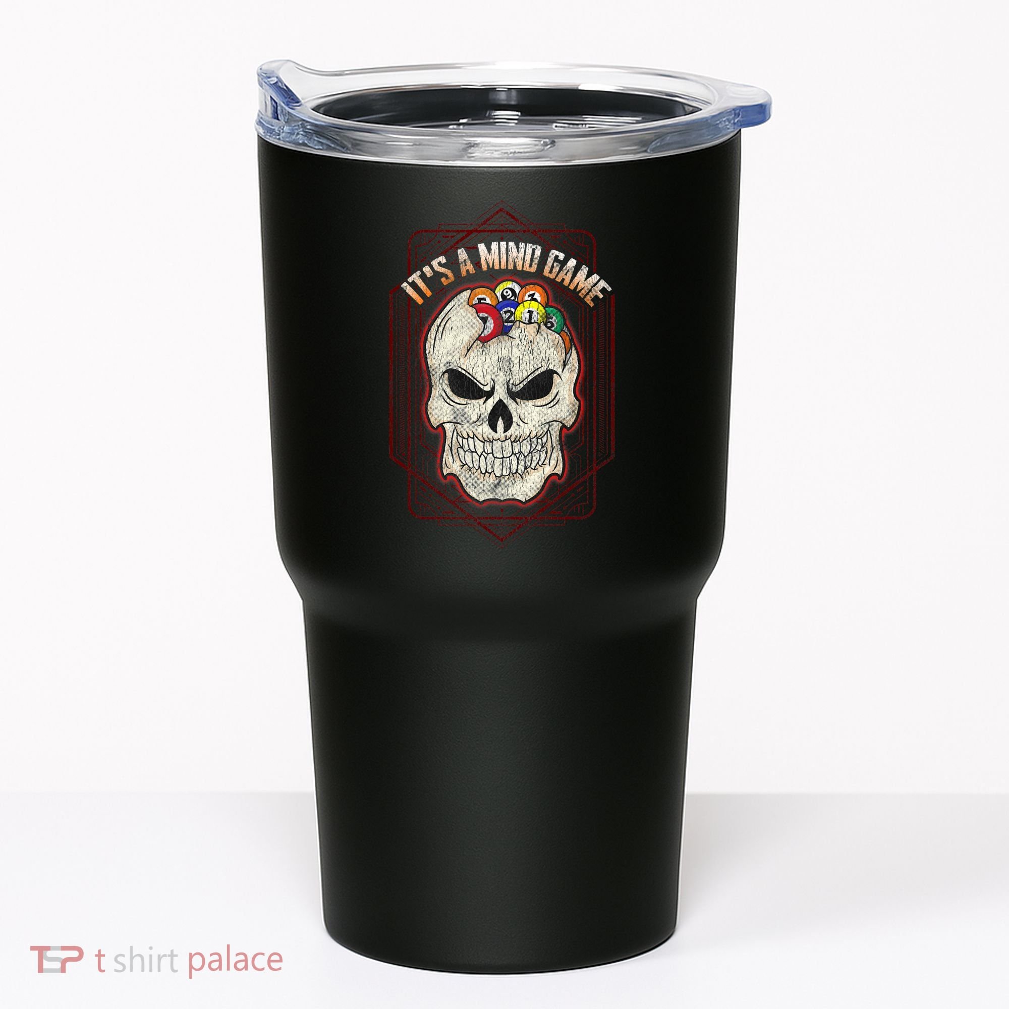 Billiards Skull Pool Balls ItS A Mind Game Tumbler