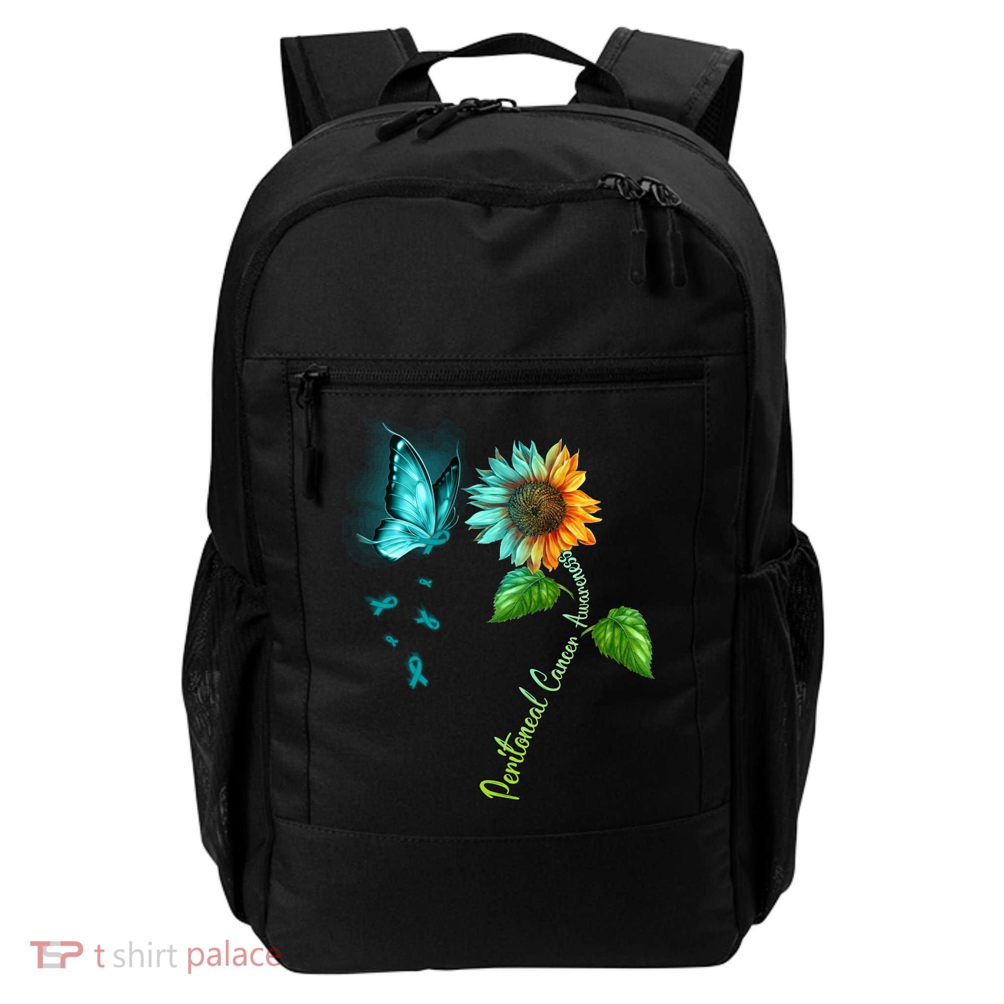 Butterfly Sunflower Peritoneal Cancer Awareness Gift Backpack