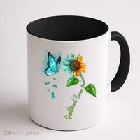 Butterfly Sunflower Peritoneal Cancer Awareness Gift Coffee Mug thumb 1