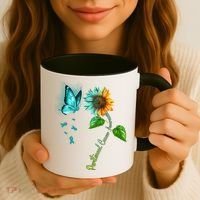 Butterfly Sunflower Peritoneal Cancer Awareness Gift Coffee Mug thumb 3