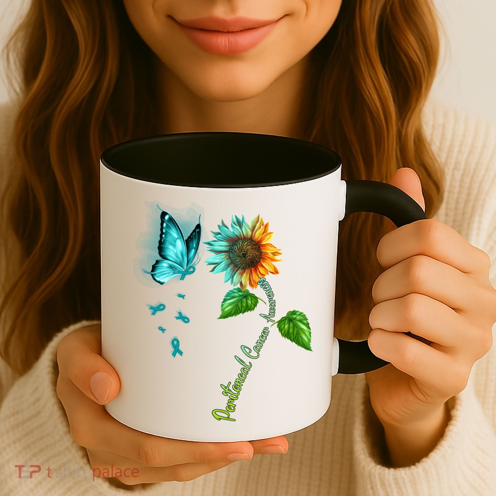 Butterfly Sunflower Peritoneal Cancer Awareness Gift Coffee Mug