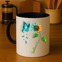 Butterfly Sunflower Peritoneal Cancer Awareness Gift Coffee Mug thumb 4
