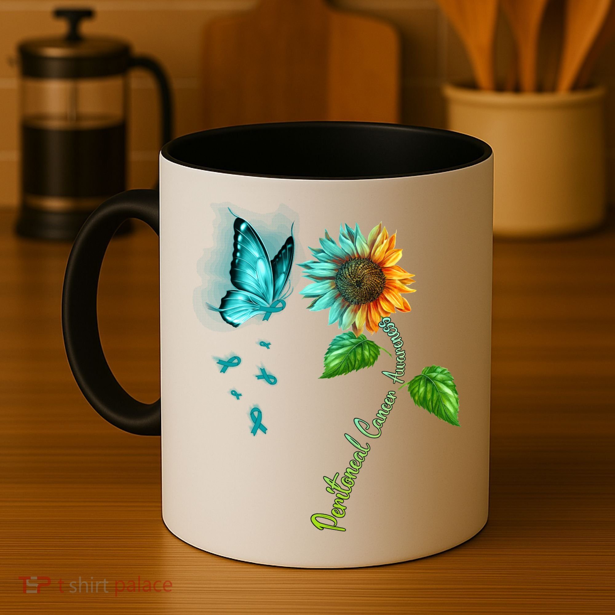 Butterfly Sunflower Peritoneal Cancer Awareness Gift Coffee Mug