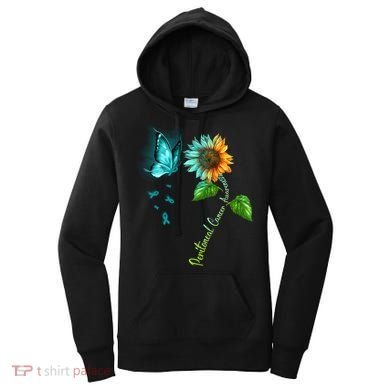 Butterfly Sunflower Peritoneal Cancer Awareness Gift Women's Hoodie