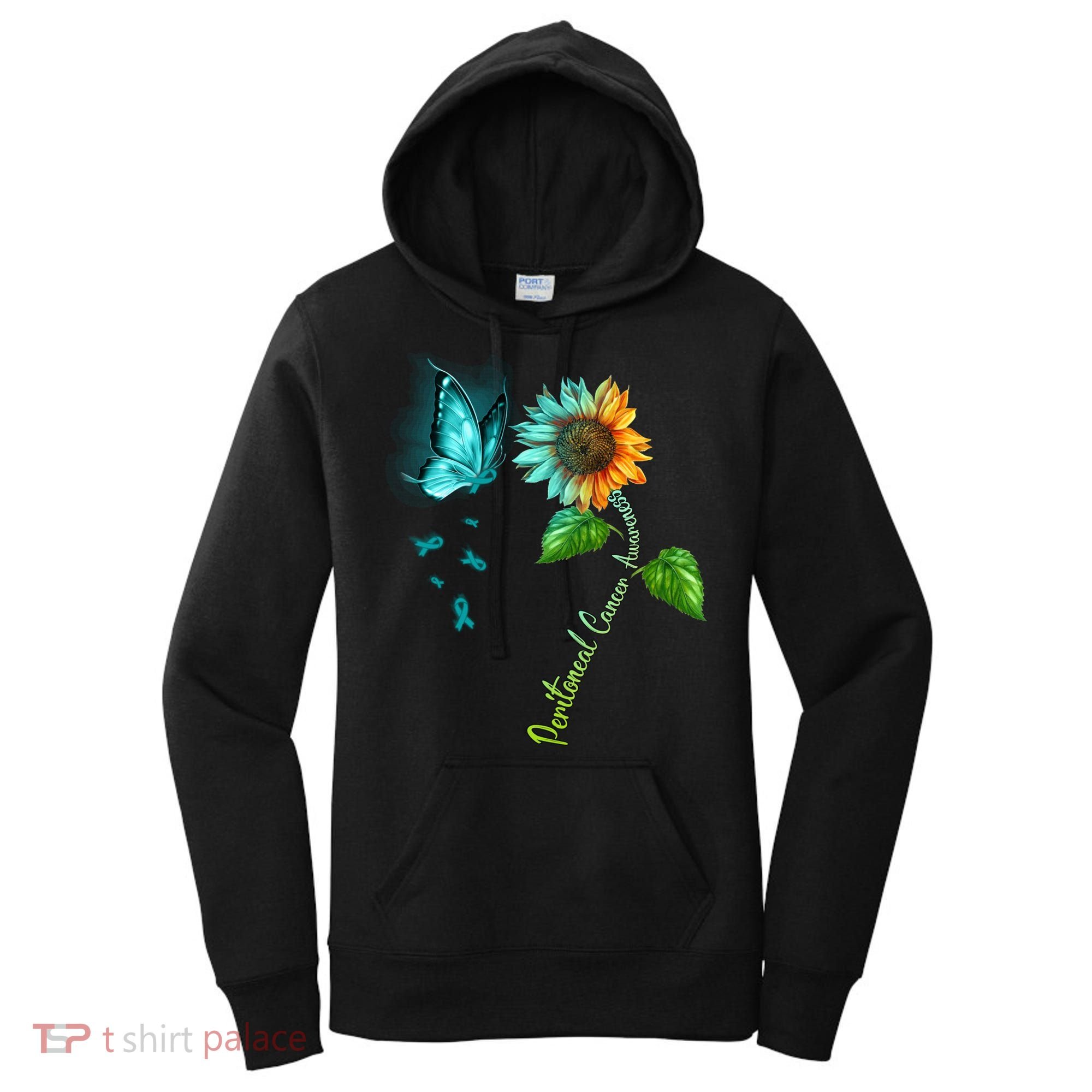 Butterfly Sunflower Peritoneal Cancer Awareness Gift Women's Hoodie
