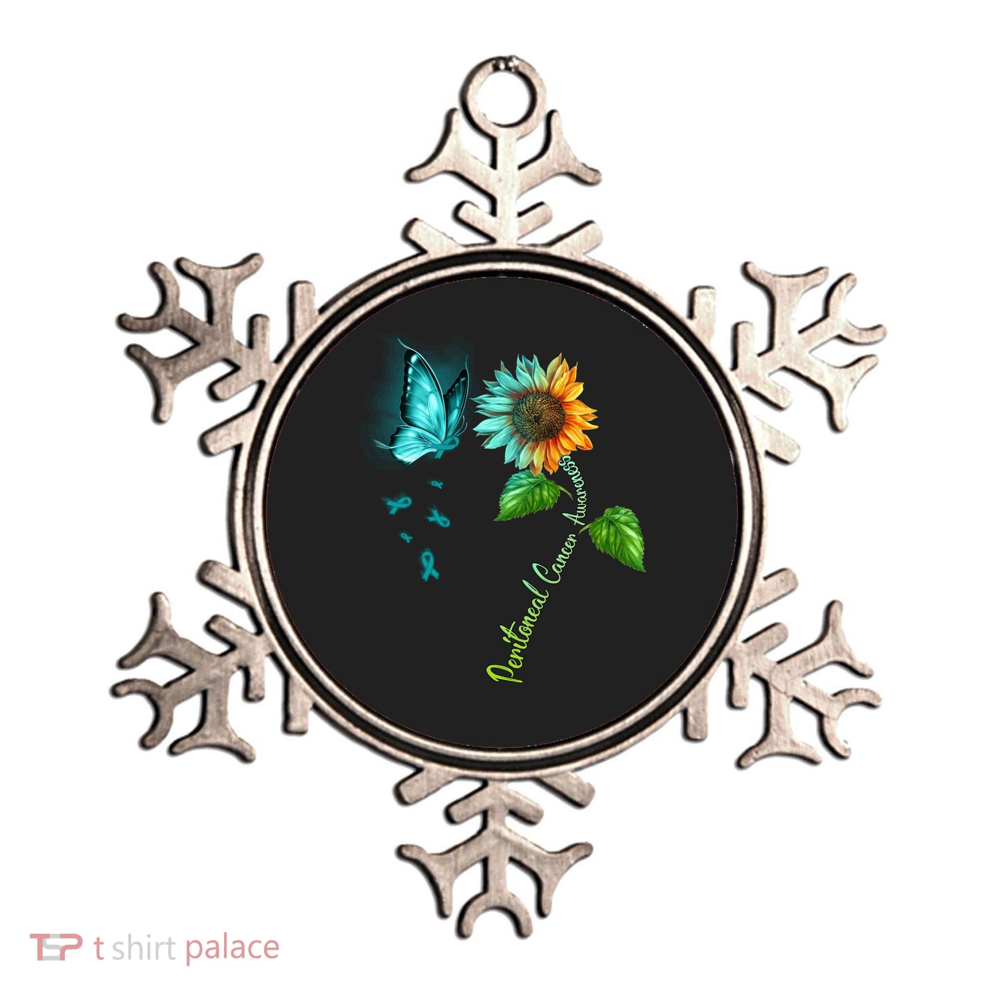 Butterfly Sunflower Peritoneal Cancer Awareness Gift Ornament