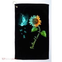 Butterfly Sunflower Peritoneal Cancer Awareness Gift Golf Towel thumb 0