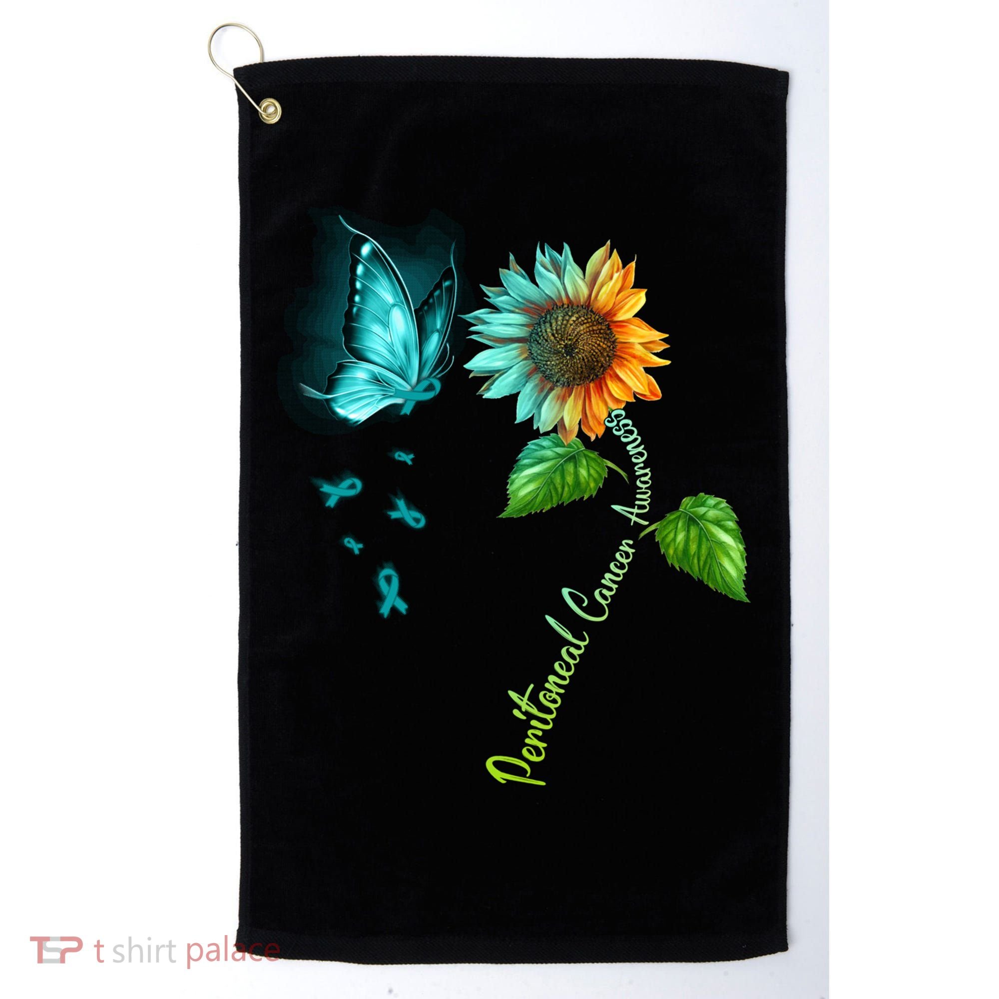 Butterfly Sunflower Peritoneal Cancer Awareness Gift Golf Towel