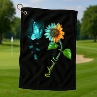 Butterfly Sunflower Peritoneal Cancer Awareness Gift Golf Towel thumb 1