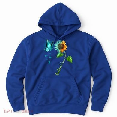 Butterfly Sunflower Peritoneal Cancer Awareness Gift Hoodie