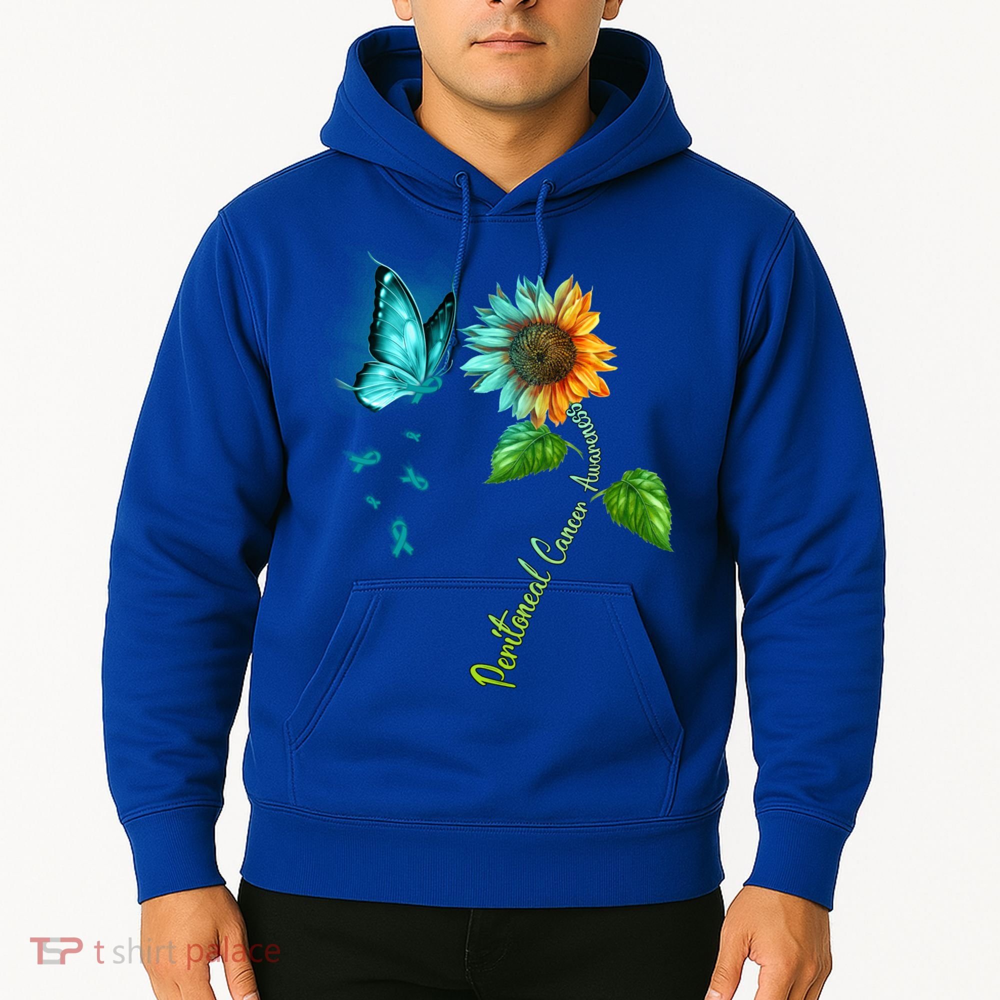 Butterfly Sunflower Peritoneal Cancer Awareness Gift Hoodie