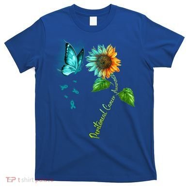 Butterfly Sunflower Peritoneal Cancer Awareness Gift T-Shirt
