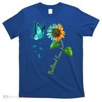 Butterfly Sunflower Peritoneal Cancer Awareness Gift T-Shirt thumb 0