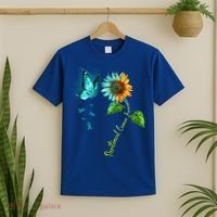 Butterfly Sunflower Peritoneal Cancer Awareness Gift T-Shirt thumb 2