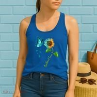 Butterfly Sunflower Peritoneal Cancer Awareness Gift Women's Tank Top thumb 2