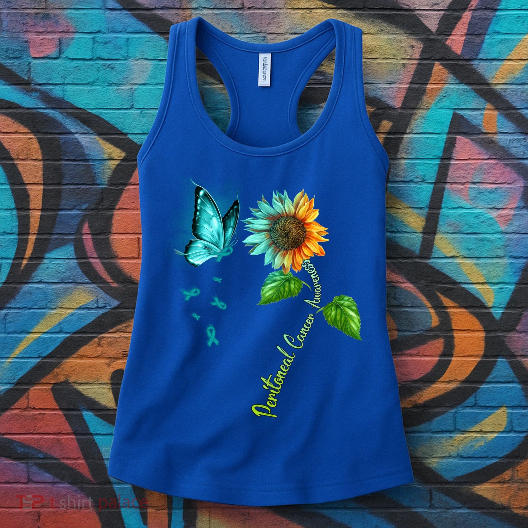 Butterfly Sunflower Peritoneal Cancer Awareness Gift Women's Tank Top