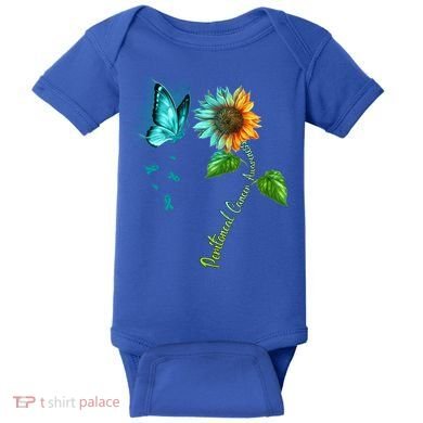 Butterfly Sunflower Peritoneal Cancer Awareness Gift Baby Bodysuit