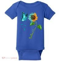 Butterfly Sunflower Peritoneal Cancer Awareness Gift Baby Bodysuit thumb 0