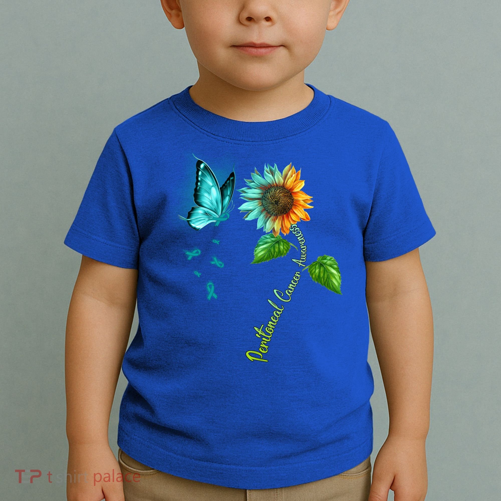 Butterfly Sunflower Peritoneal Cancer Awareness Gift Toddler T-Shirt