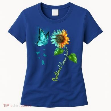Butterfly Sunflower Peritoneal Cancer Awareness Gift Women's T-Shirt