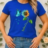 Butterfly Sunflower Peritoneal Cancer Awareness Gift Women's T-Shirt thumb 2
