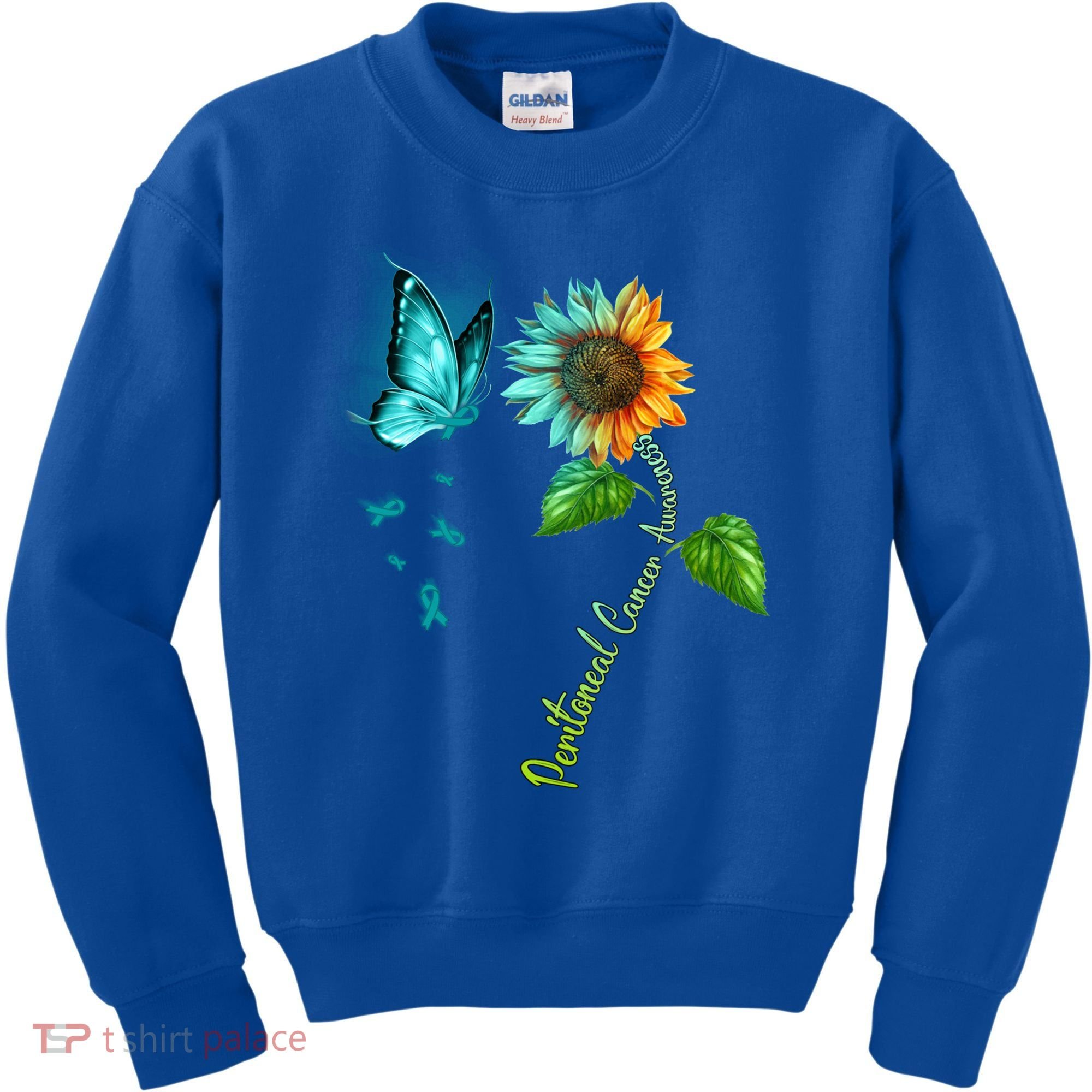 Butterfly Sunflower Peritoneal Cancer Awareness Gift Kids Sweatshirt
