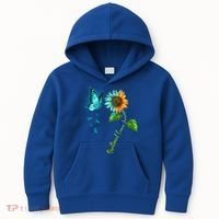 Butterfly Sunflower Peritoneal Cancer Awareness Gift Kids Hoodie thumb 0