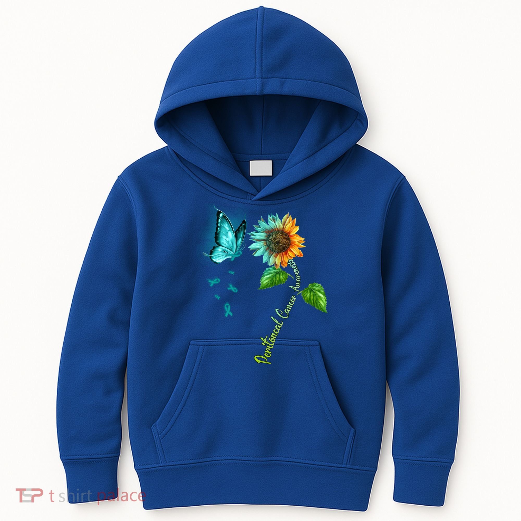 Butterfly Sunflower Peritoneal Cancer Awareness Gift Kids Hoodie