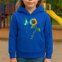 Butterfly Sunflower Peritoneal Cancer Awareness Gift Kids Hoodie thumb 3