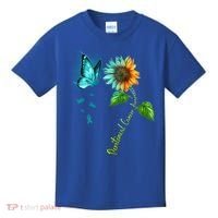 Butterfly Sunflower Peritoneal Cancer Awareness Gift Kids T-Shirt thumb 0