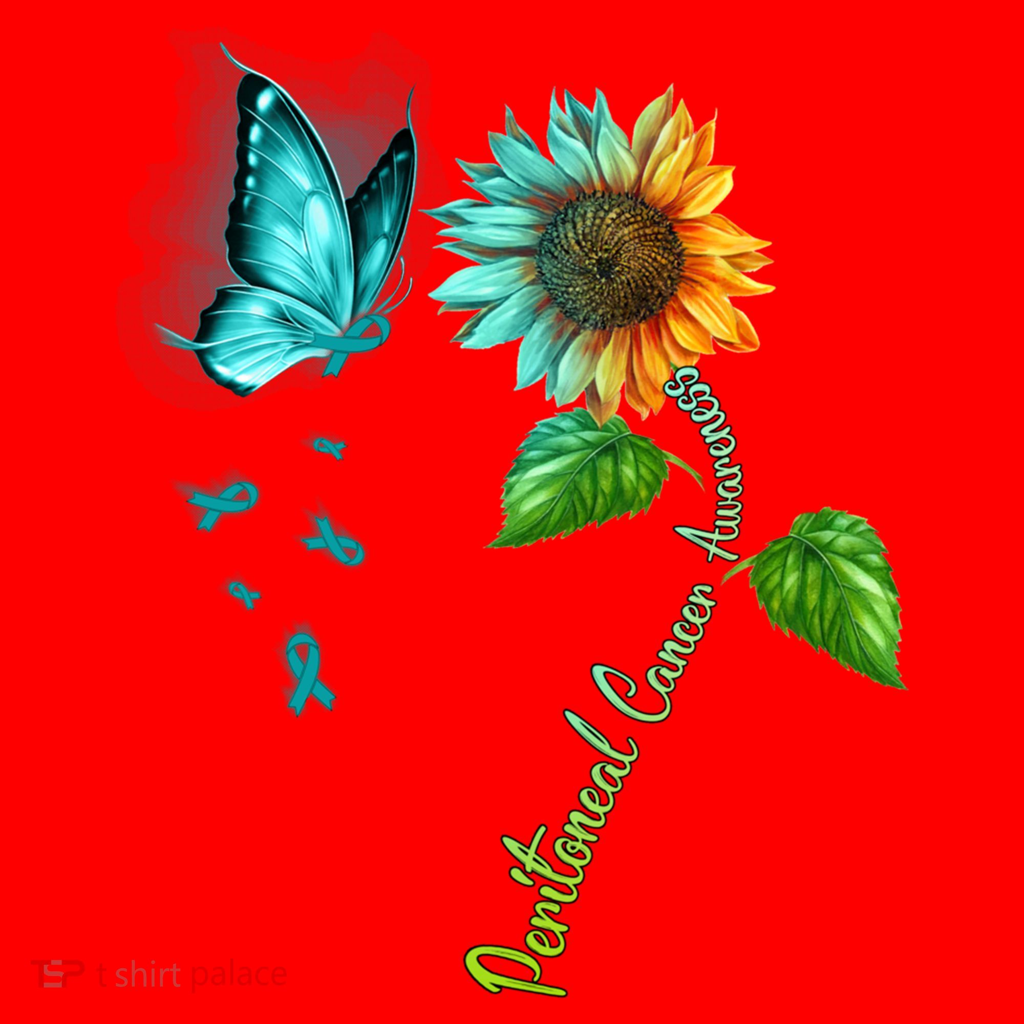 Butterfly Sunflower Peritoneal Cancer Awareness Gift Santa Hat