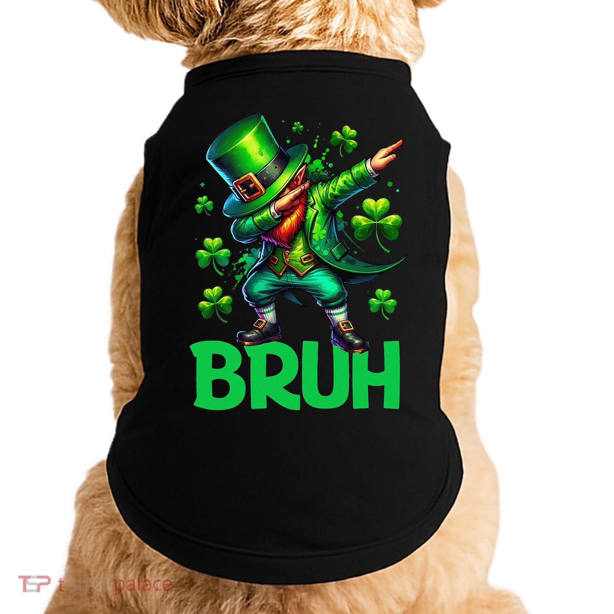Bruh St Patricks Day Dabbing Leprechaun Bruh Gift Doggie Tank