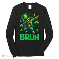 Bruh St Patricks Day Dabbing Leprechaun Bruh Gift Long Sleeve Shirt thumb 0