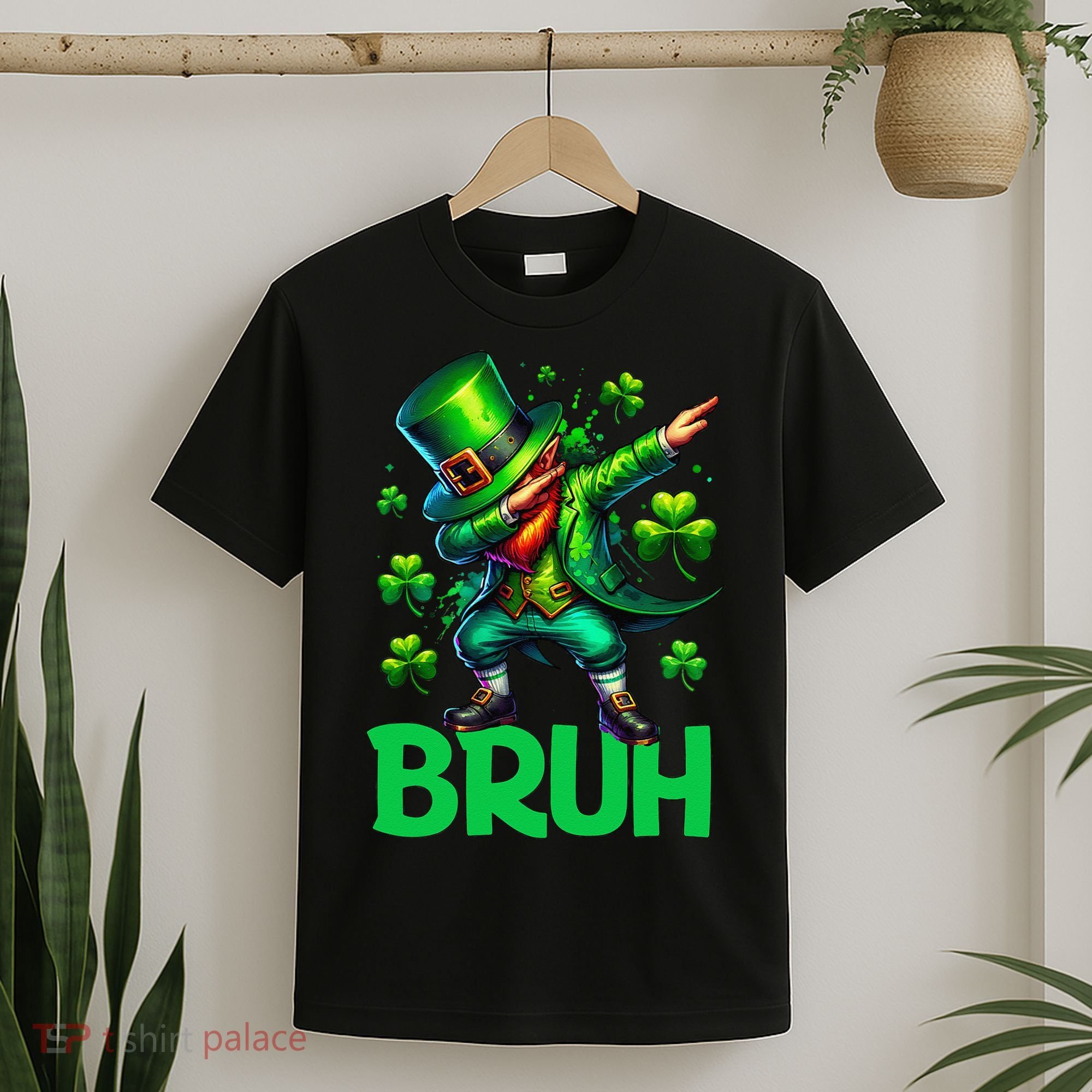 Bruh St Patricks Day Dabbing Leprechaun Bruh Gift T-Shirt