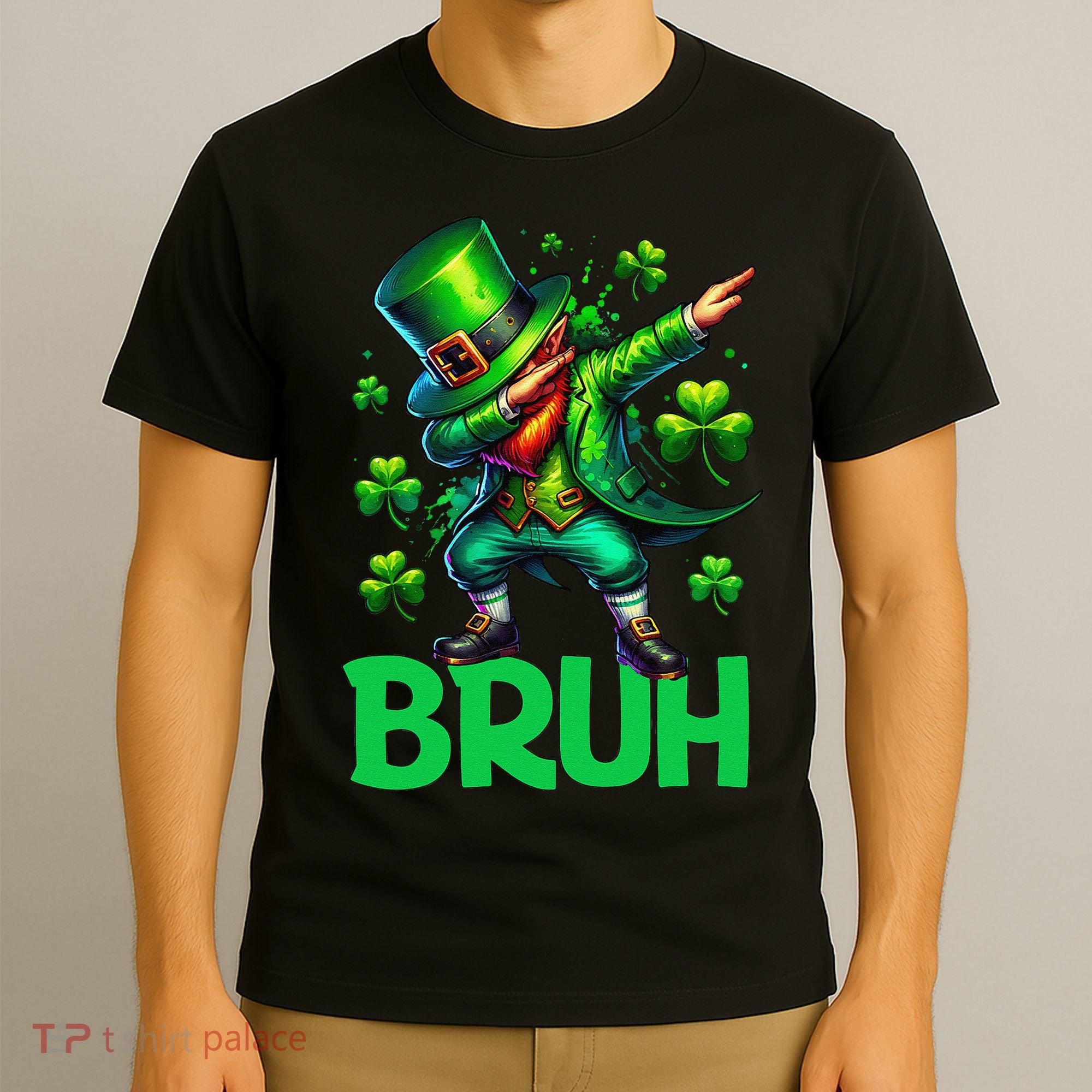 Bruh St Patricks Day Dabbing Leprechaun Bruh Gift T-Shirt