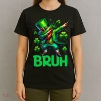 Bruh St Patricks Day Dabbing Leprechaun Bruh Gift T-Shirt thumb 4