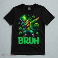 Bruh St Patricks Day Dabbing Leprechaun Bruh Gift T-Shirt thumb 5