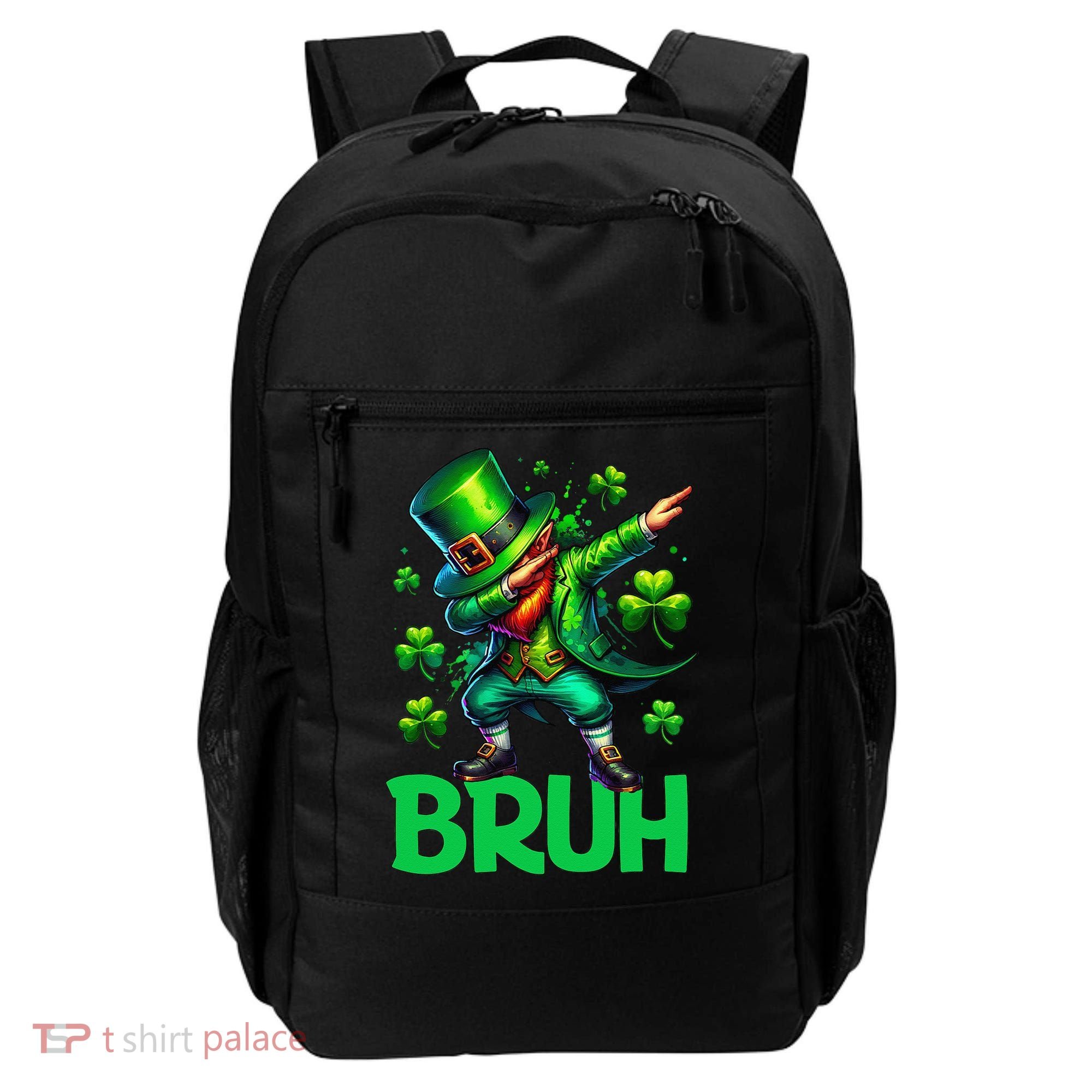 Bruh St Patricks Day Dabbing Leprechaun Bruh Gift Backpack