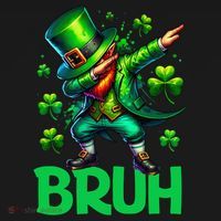 Bruh St Patricks Day Dabbing Leprechaun Bruh Gift Button thumb 1