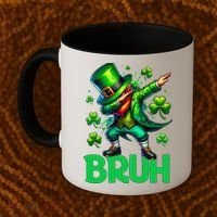 Bruh St Patricks Day Dabbing Leprechaun Bruh Gift Coffee Mug thumb 2