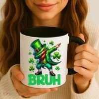 Bruh St Patricks Day Dabbing Leprechaun Bruh Gift Coffee Mug thumb 3