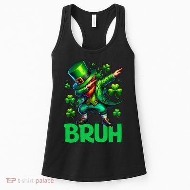 Bruh St Patricks Day Dabbing Leprechaun Bruh Gift Women's Tank Top