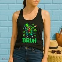Bruh St Patricks Day Dabbing Leprechaun Bruh Gift Women's Tank Top thumb 2