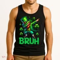 Bruh St Patricks Day Dabbing Leprechaun Bruh Gift Tank Top thumb 3