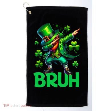 Bruh St Patricks Day Dabbing Leprechaun Bruh Gift Golf Towel