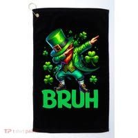 Bruh St Patricks Day Dabbing Leprechaun Bruh Gift Golf Towel thumb 0