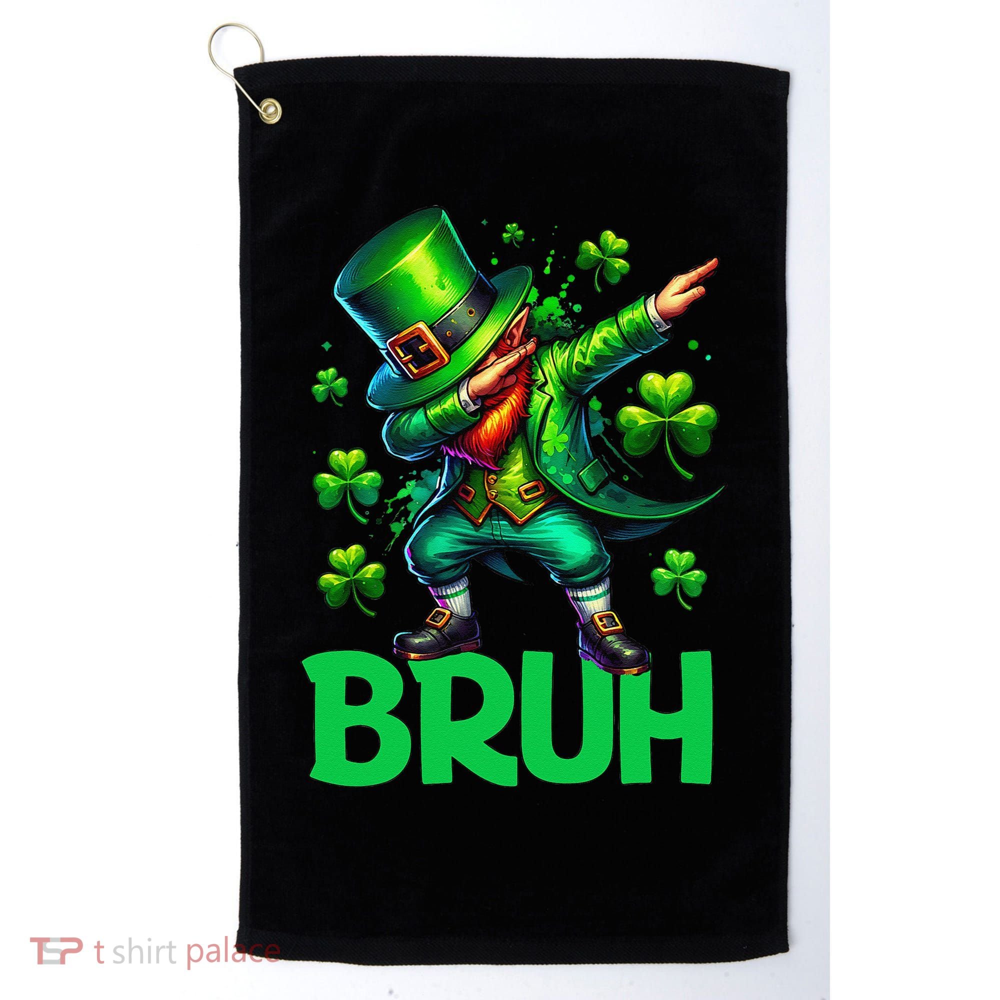 Bruh St Patricks Day Dabbing Leprechaun Bruh Gift Golf Towel