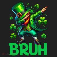 Bruh St Patricks Day Dabbing Leprechaun Bruh Gift Golf Towel thumb 3